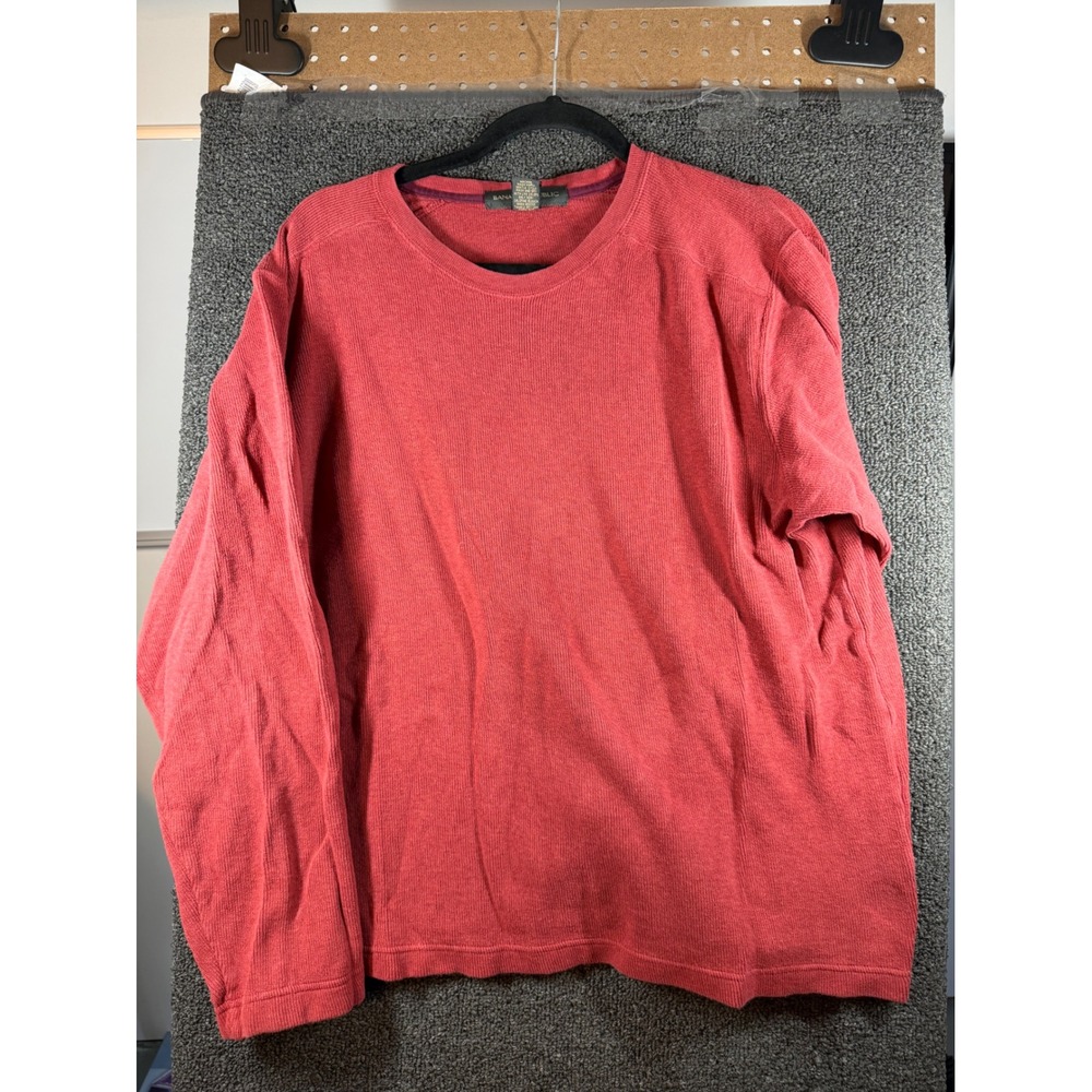 Banana Republic Thermal Shirt Mens L Red Waffle Knit Long Sleeve Cotton